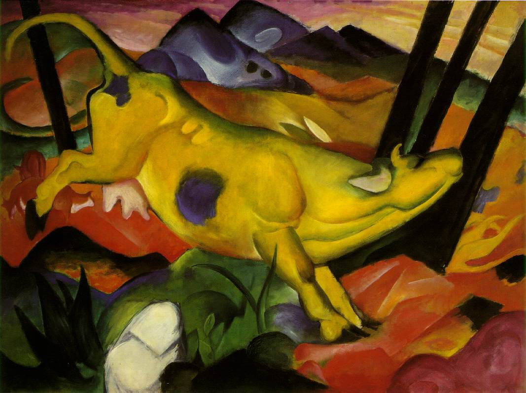 Franz Marc, La mucca gialla (1911; olio su tela, 140,5 x 189,2 cm; New York, Solomon R. Guggenheim Museum)
 Franz Marc, La mucca gialla (1911; olio su tela, 140,5 x 189,2 cm; New York, Solomon R. Guggenheim Museum)