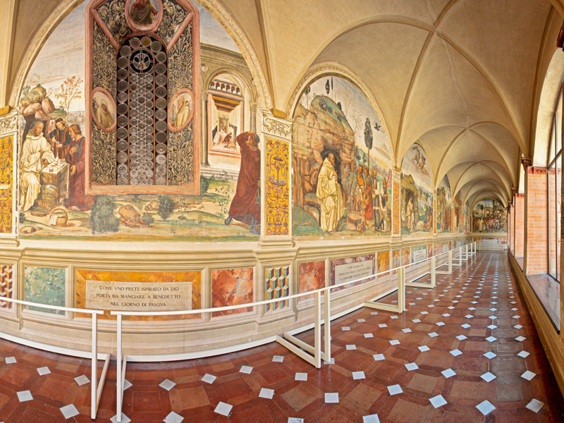 Il Chiostro dell'Abbazia di Monte Oliveto Maggiore. Foto: Abbazia di Monte Oliveto Maggiore