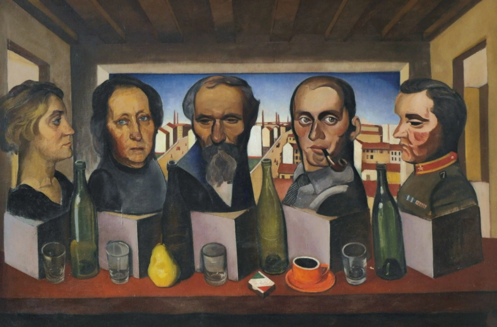 Achille Funi, Genealogy or My Family (1918-1919; oil on canvas, 103 x 147 cm; Rovereto, Mart, Museo di arte contemporanea di Trento e Rovereto, VAF-ì-Stiftung Collection)