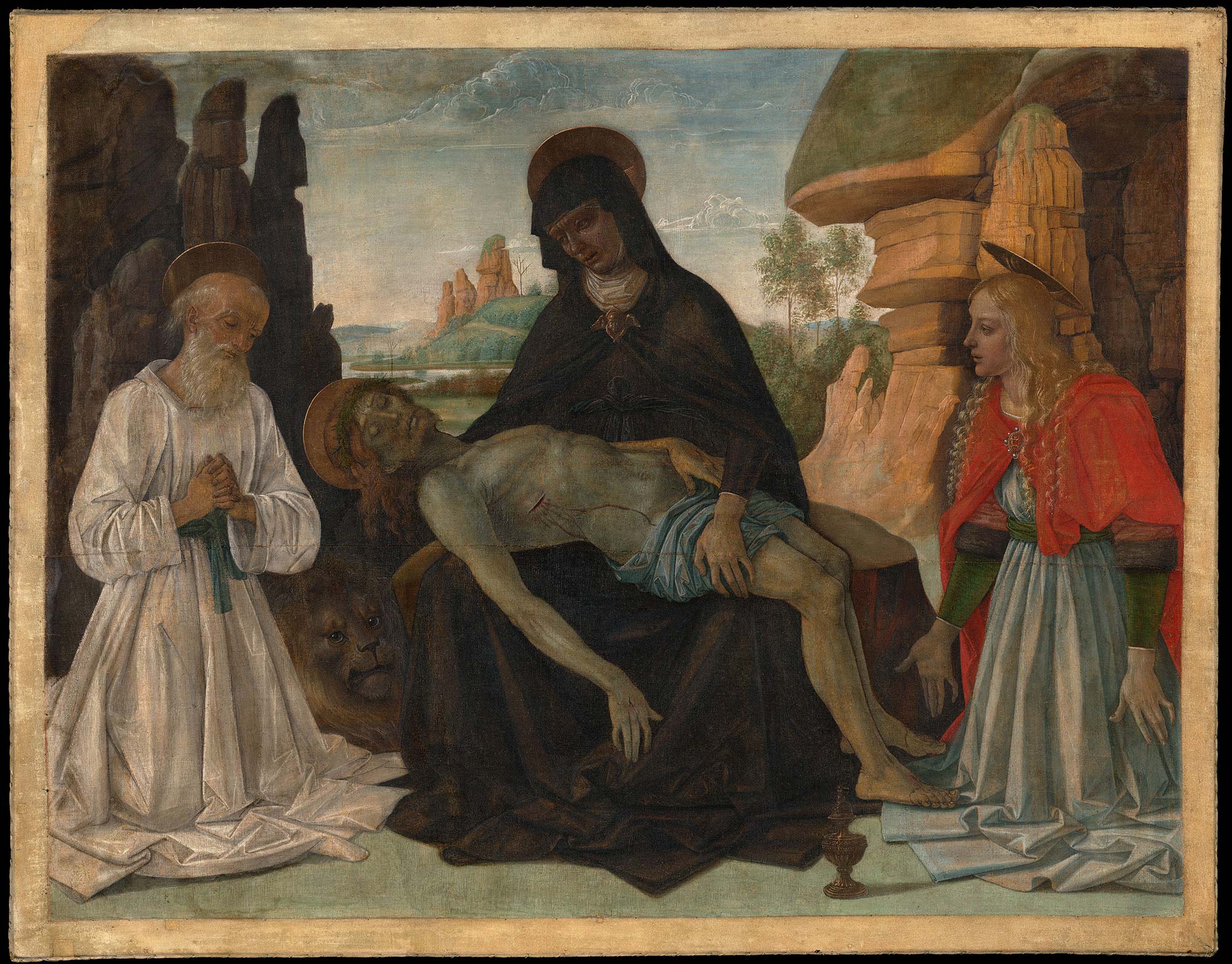 Perugino, Pietà del Farneto (1472-1474 circa; tempera su tela; Perugia, Galleria Nazionale dell’Umbria)
 Perugino, Pietà del Farneto (1472-1474 circa; tempera su tela; Perugia, Galleria Nazionale dell’Umbria)