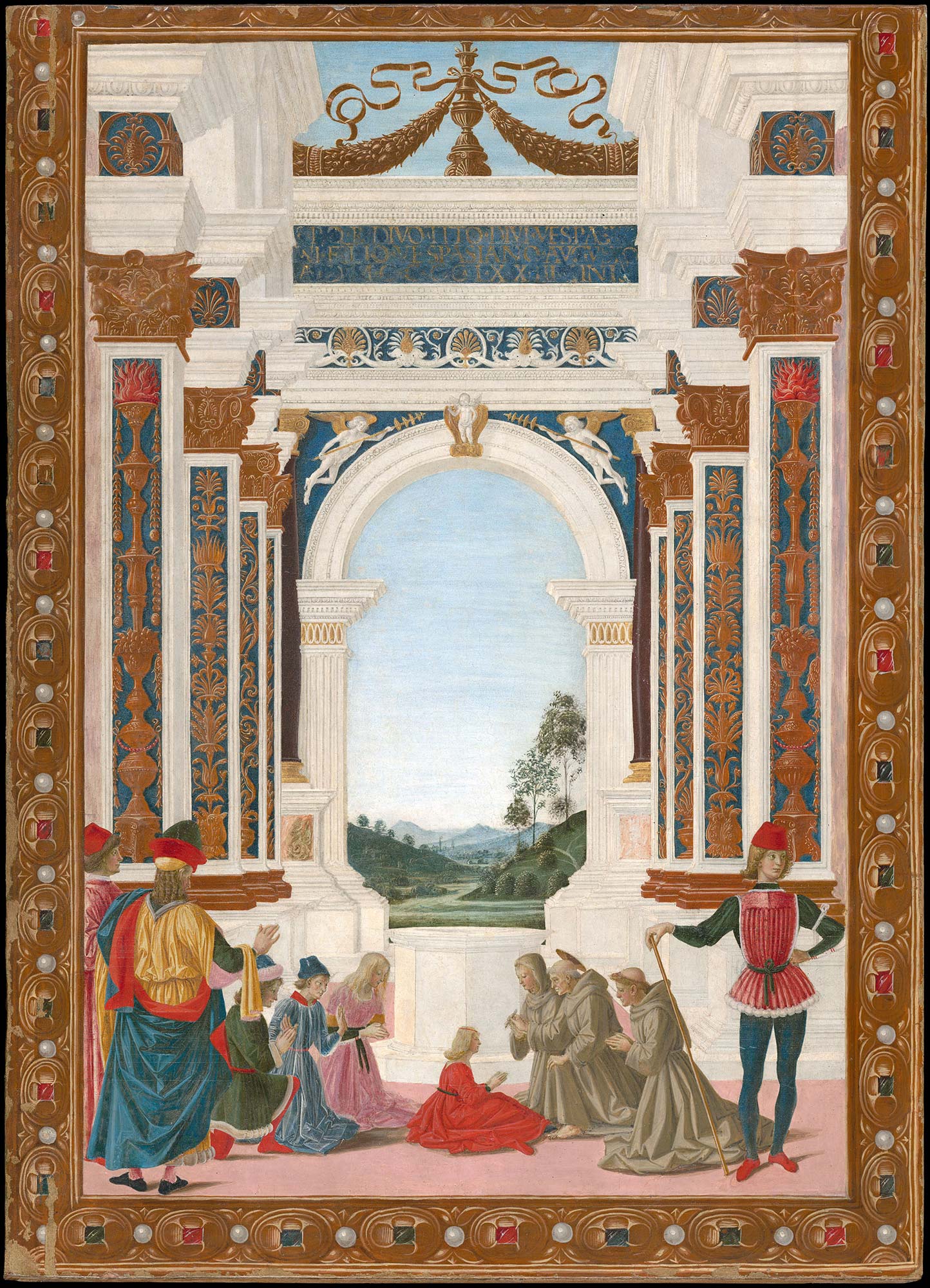 Perugino, San Bernardino risana da un’ulcera la figlia di Giovannantonio Petrazio da Rieti, dalla serie dei Miracoli di san Bernardino (1473 circa; tempera su tavola; Perugia, Galleria Nazionale dell’Umbria)
 Perugino, San Bernardino risana da un’ulcera la figlia di Giovannantonio Petrazio da Rieti (dalla serie dei Miracoli di san Bernardino) (1473 circa; tempera su tavola; Perugia, Galleria Nazionale dell’Umbria)