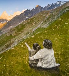 Une Grande Dame, il grande affresco biodegradabile di Saype ai piedi del Monte Bianco  