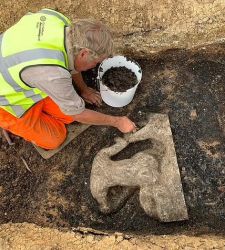 England, rare and valuable Roman statue of the god Triton discovered