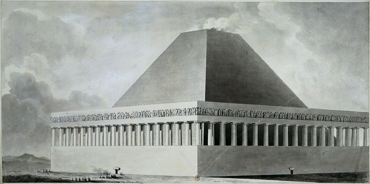 Étienne-Louis Boullée, Design for a peripteral truncated pyramid tomb named 