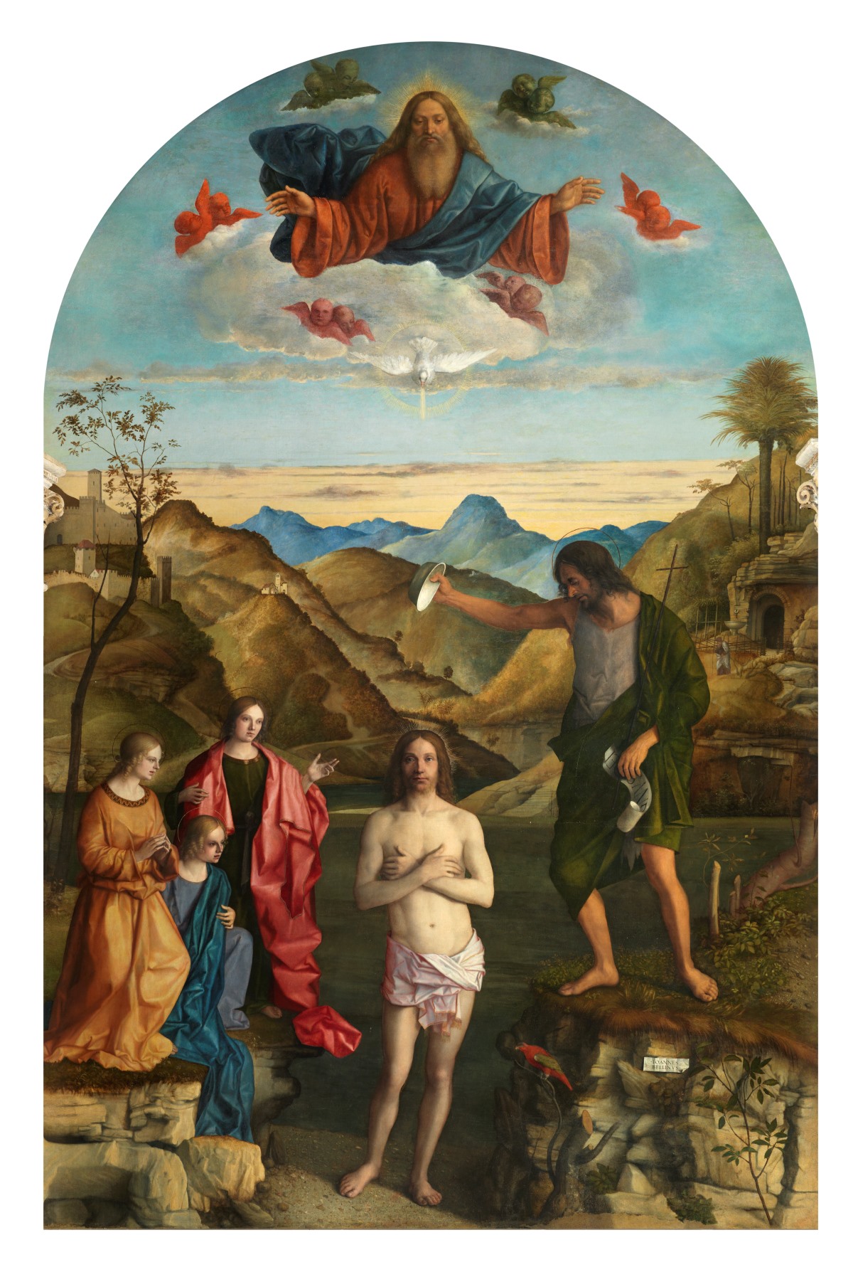 Giovanni Bellini, Baptism of Christ (1500-1503; oil on canvas, 265 x 410 cm; Vicenza, Santa Corona). Photo: Musei Civici di Vicenza - Church of Santa Corona