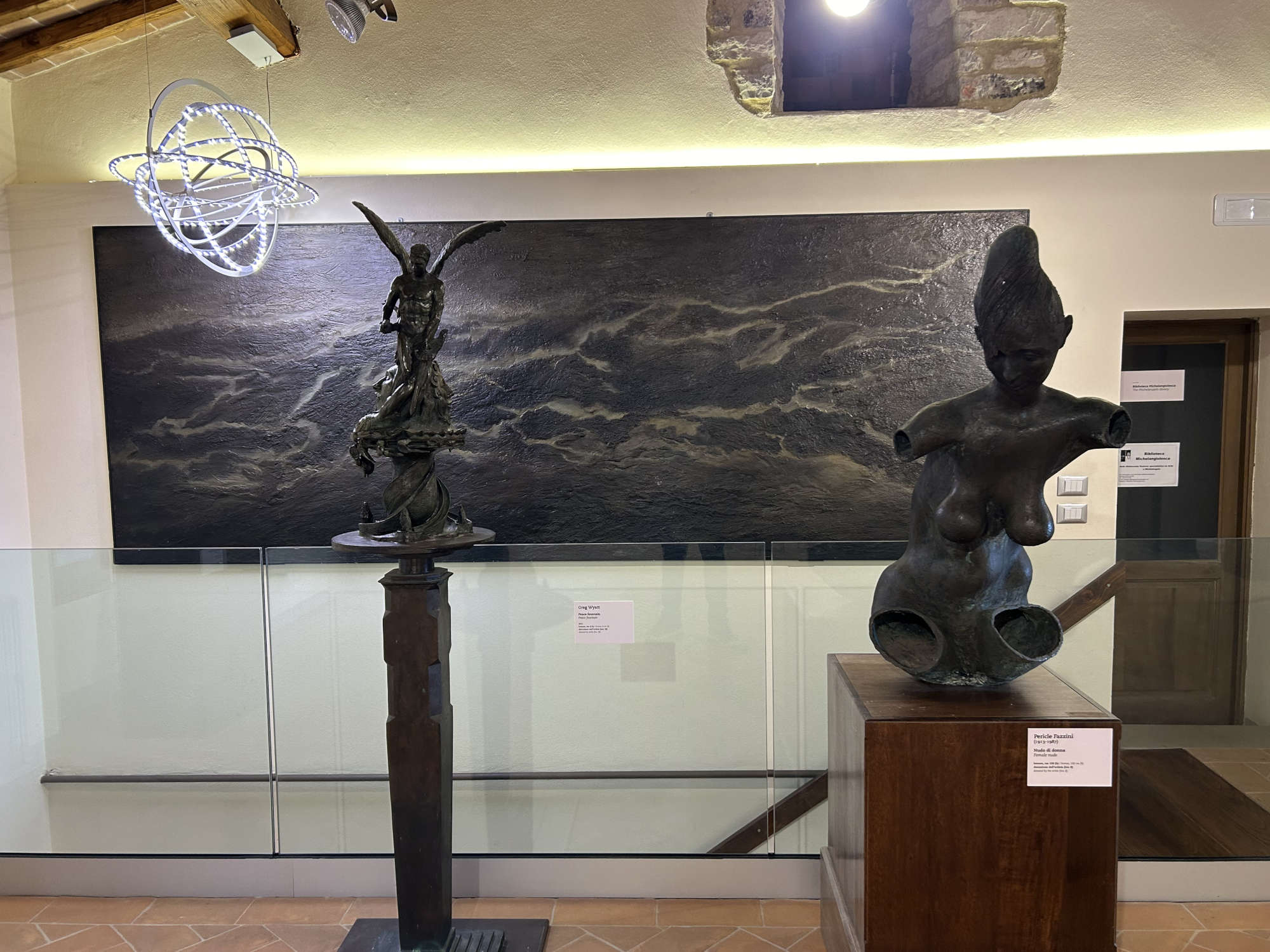 Works acquired through competitions and donations, in the foreground a bronze by Pericle Fazzini