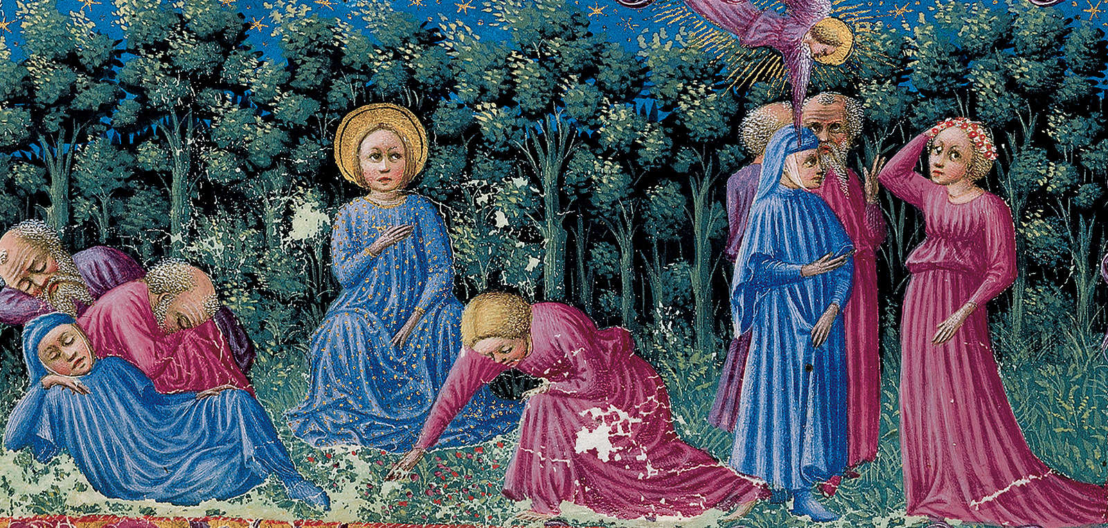 Meister des Codex Yates Thompson, Das irdische Paradies, aus dem Codex Yates Thompson, f. 116v (1444-1450; Pergament, 36,5 x 25,8 cm; London, British Library)