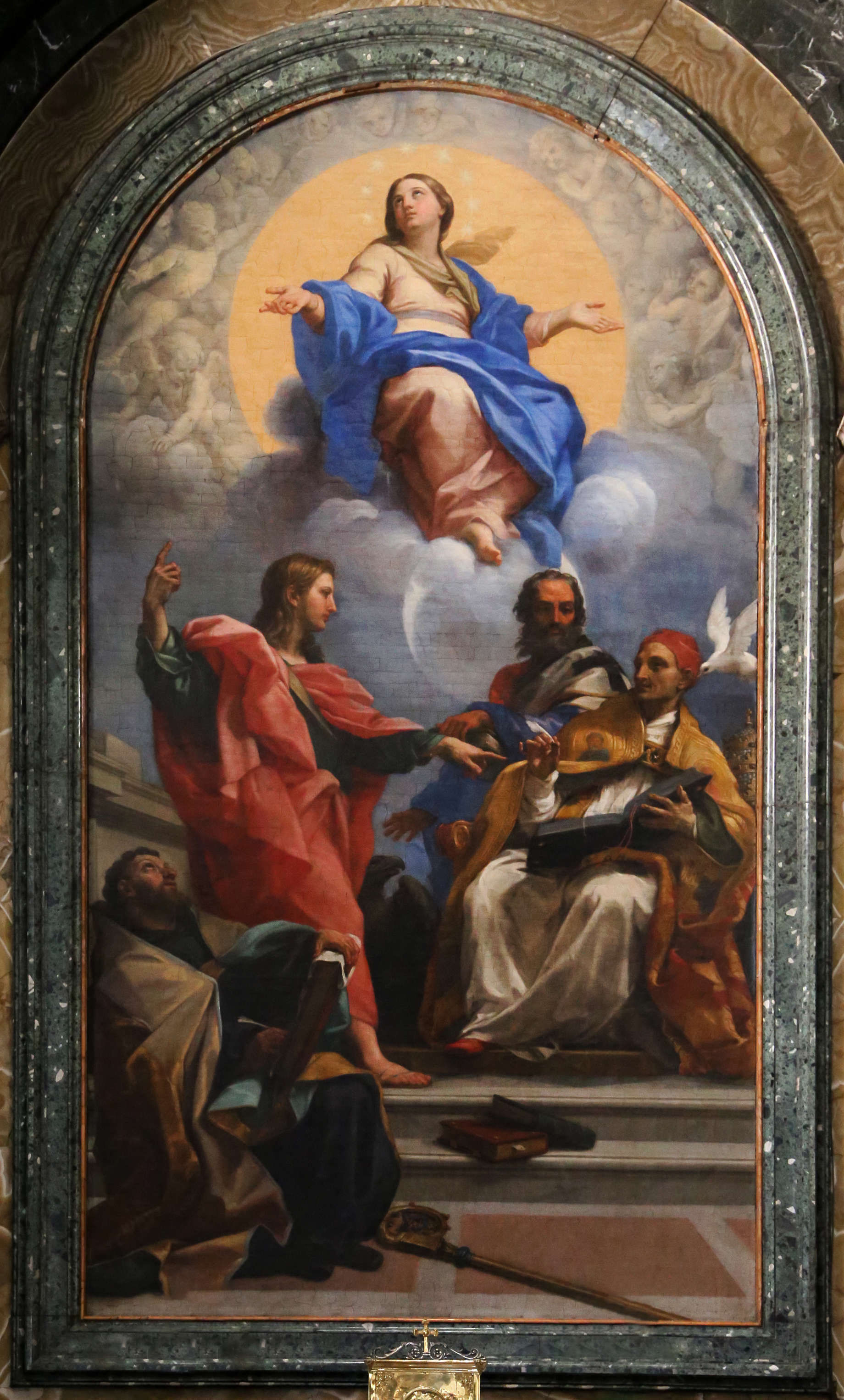 Carlo Maratta, Disputa sobre la Inmaculada Concepción (1689; óleo sobre lienzo; Roma, Santa Maria del Popolo, Capilla Cybo)