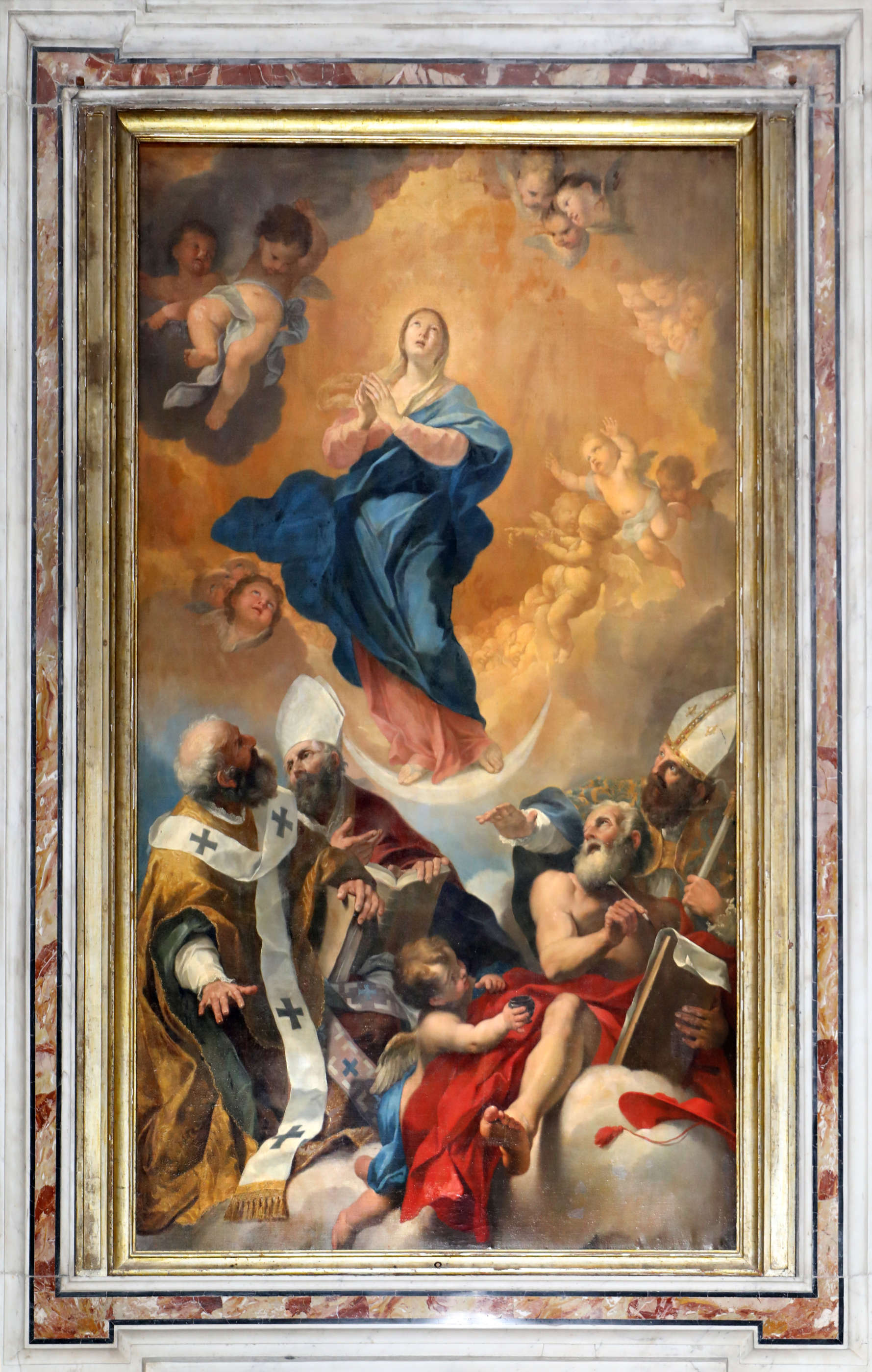 Luigi Garzi, Immaculée Conception et Saints (1684 ; huile sur toile, 330 x 210 cm ; Massa, Cathédrale). Photo : Francesco Bini