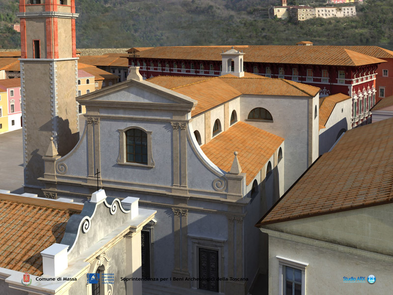 Reconstruction graphique de l'église Saint-Pierre. Image : Marco Tonelli