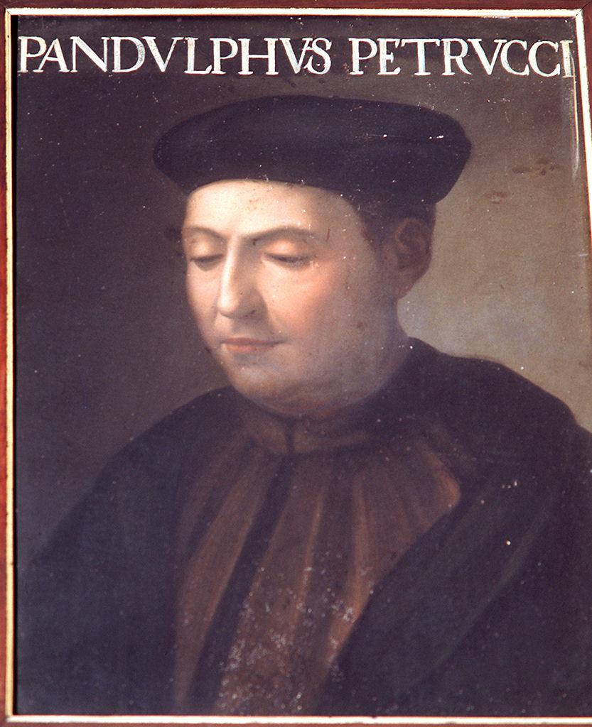 Cristofano dell'Altissimo, Portrait de Pandolfo Petrucci (1552-1568 ; huile sur panneau ; Florence, galeries des Offices)