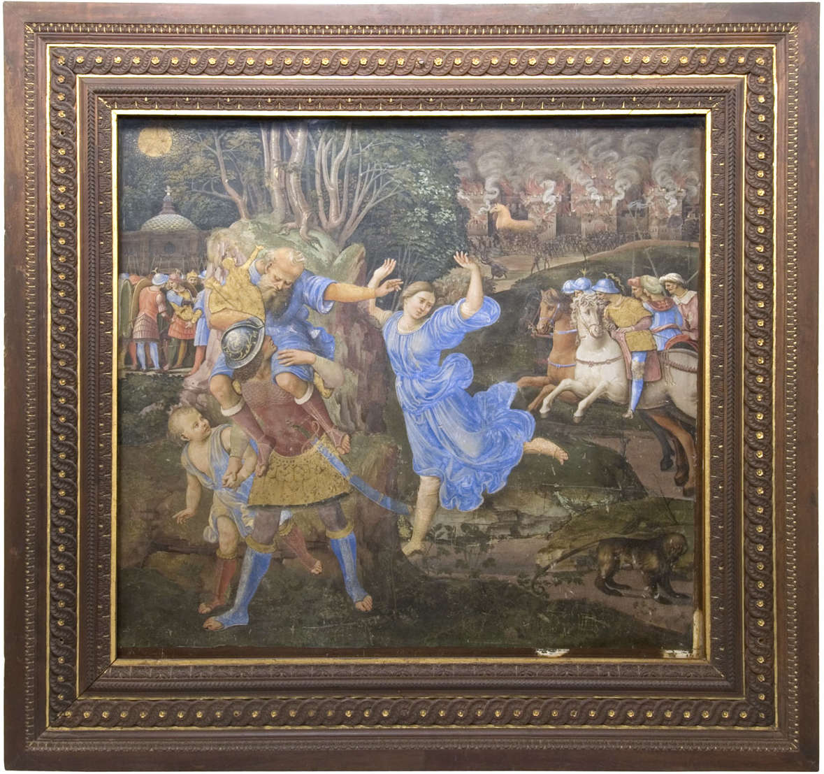 Girolamo Genga, Fuite d'Énée de Troie (vers 1509 ; fresque détachée, 126 x 138 cm ; Sienne, Pinacoteca Nazionale)