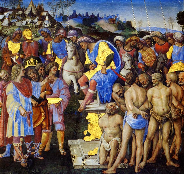 Girolamo Genga, Rédemption des prisonniers par le fils de Fabio Massimo (vers 1509 ; fresque détachée, 126 x 138 cm ; Sienne, Pinacoteca Nazionale)