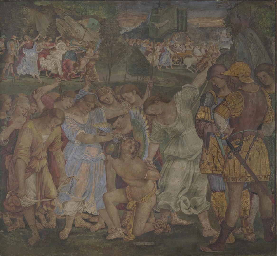 Luca Signorelli, Amour vaincu et triomphe de la chasteté (vers 1509 ; fresque transférée sur toile, 125,7 x 133,4 cm ; Londres, National Gallery)