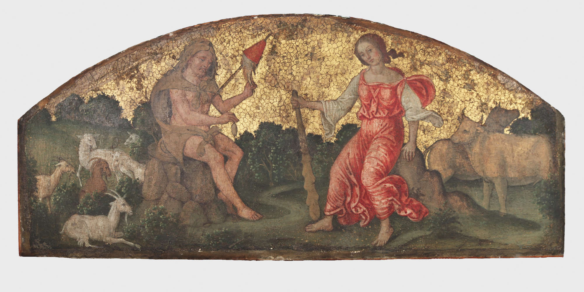 Pinturicchio, Hercule et Onphale, du plafond du Palazzo del Magnifico (vers 1509 ; fresque transférée sur toile et transférée sur panneau, 43,8 x 99,1 cm ; New York, Metropolitan Museum)