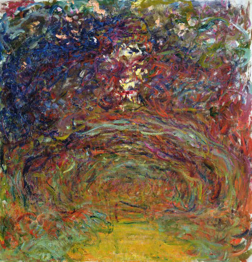 Claude Monet, The Avenue of Roses (ca. 1920-1922; oil on canvas, 92 × 89 cm; Paris, Musée Marmottan Monet, Michel Monet Bequest, 1966, Inv. 5104)