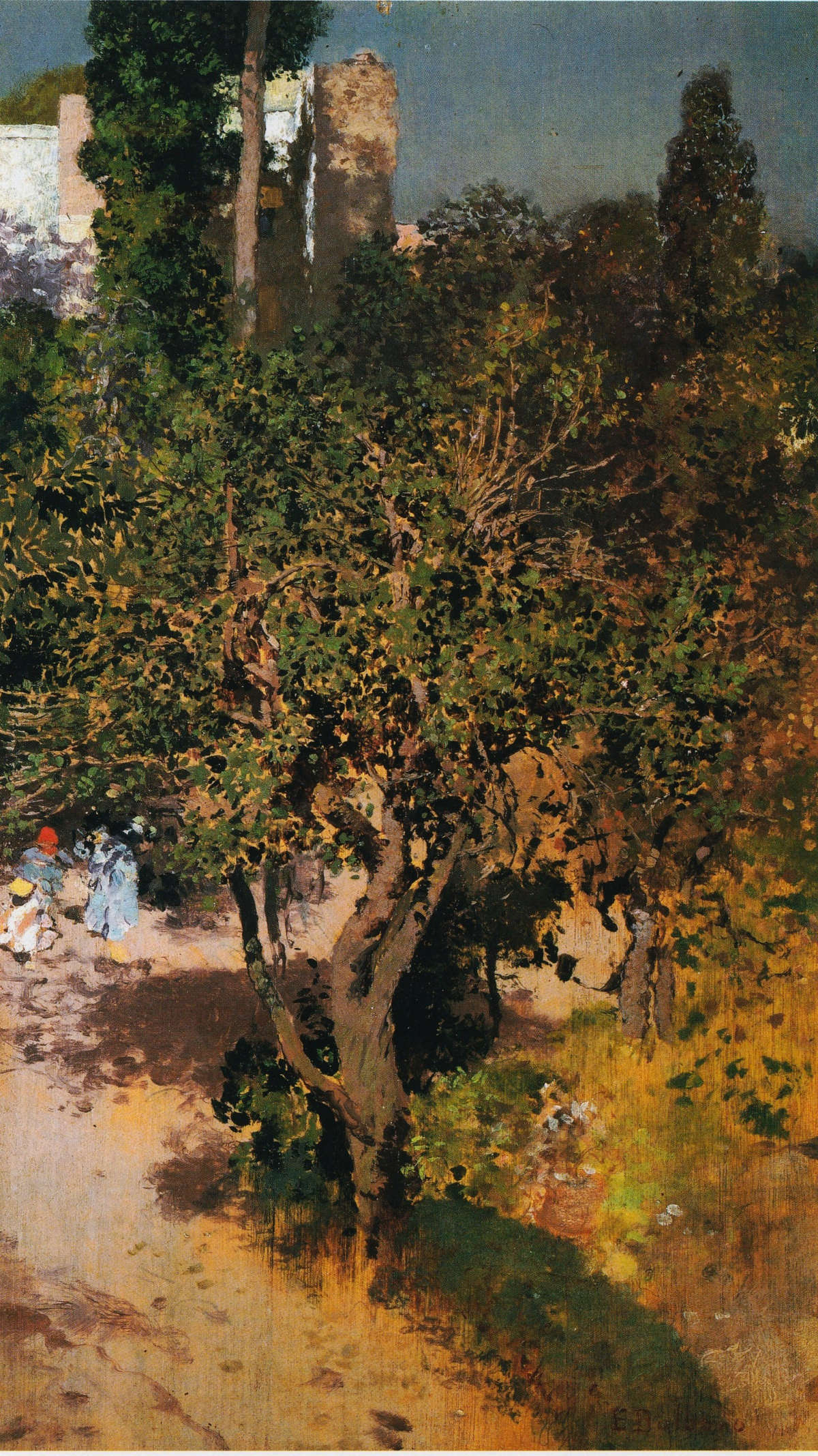 Edoardo Dalbono, En el jardín de la casa de Portici (1875)
