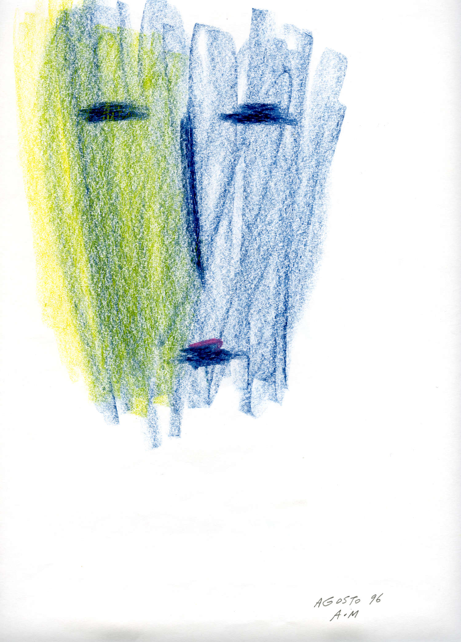 Alessandro Mendini, A Face (1996; drawing, pastels, 25x35 cm; Milan, Permanente Triennale di Milano Collection, Fondo Alessandro Mendini)