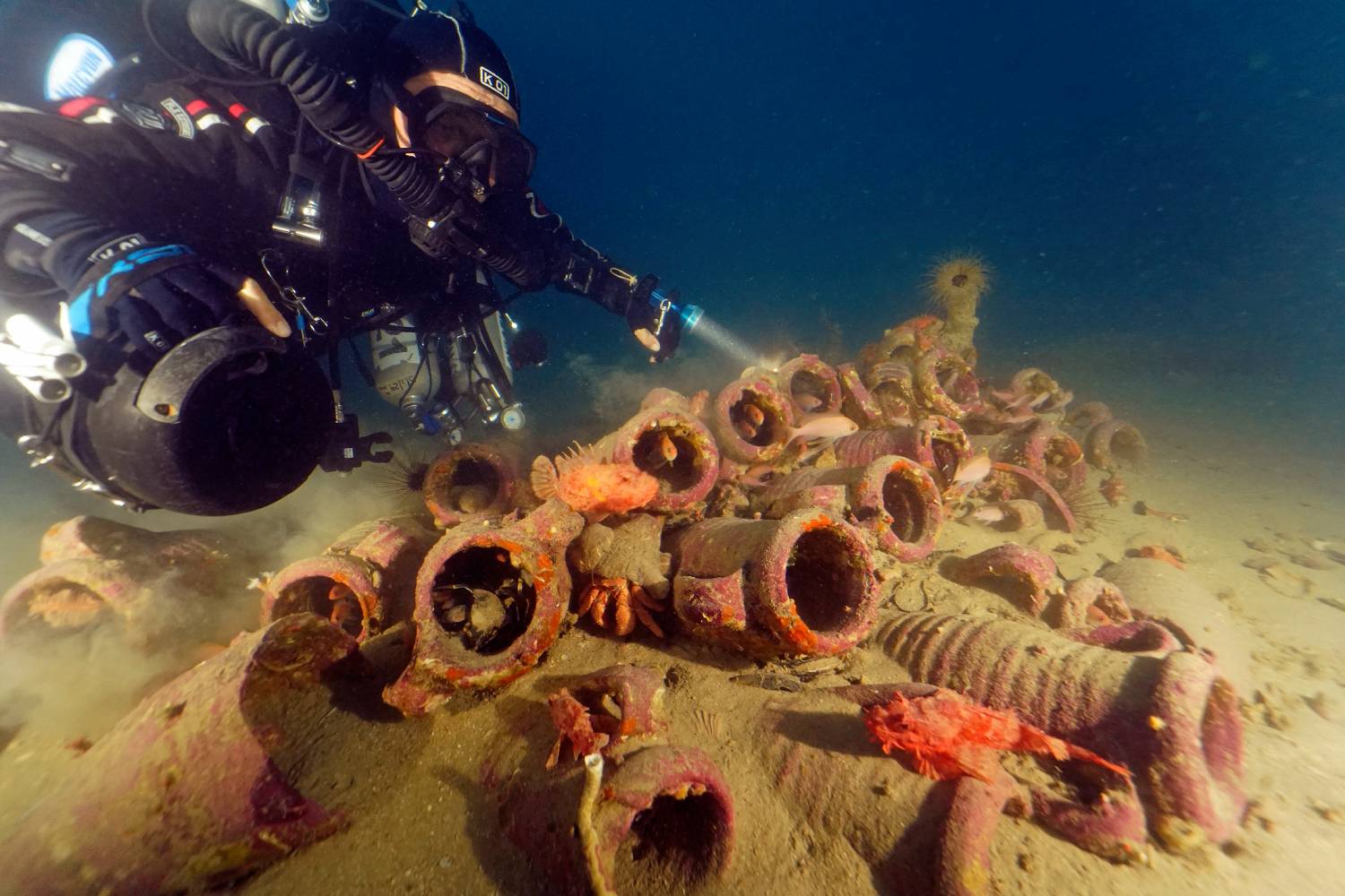 The amphorae found in the Vindicari Reserve.