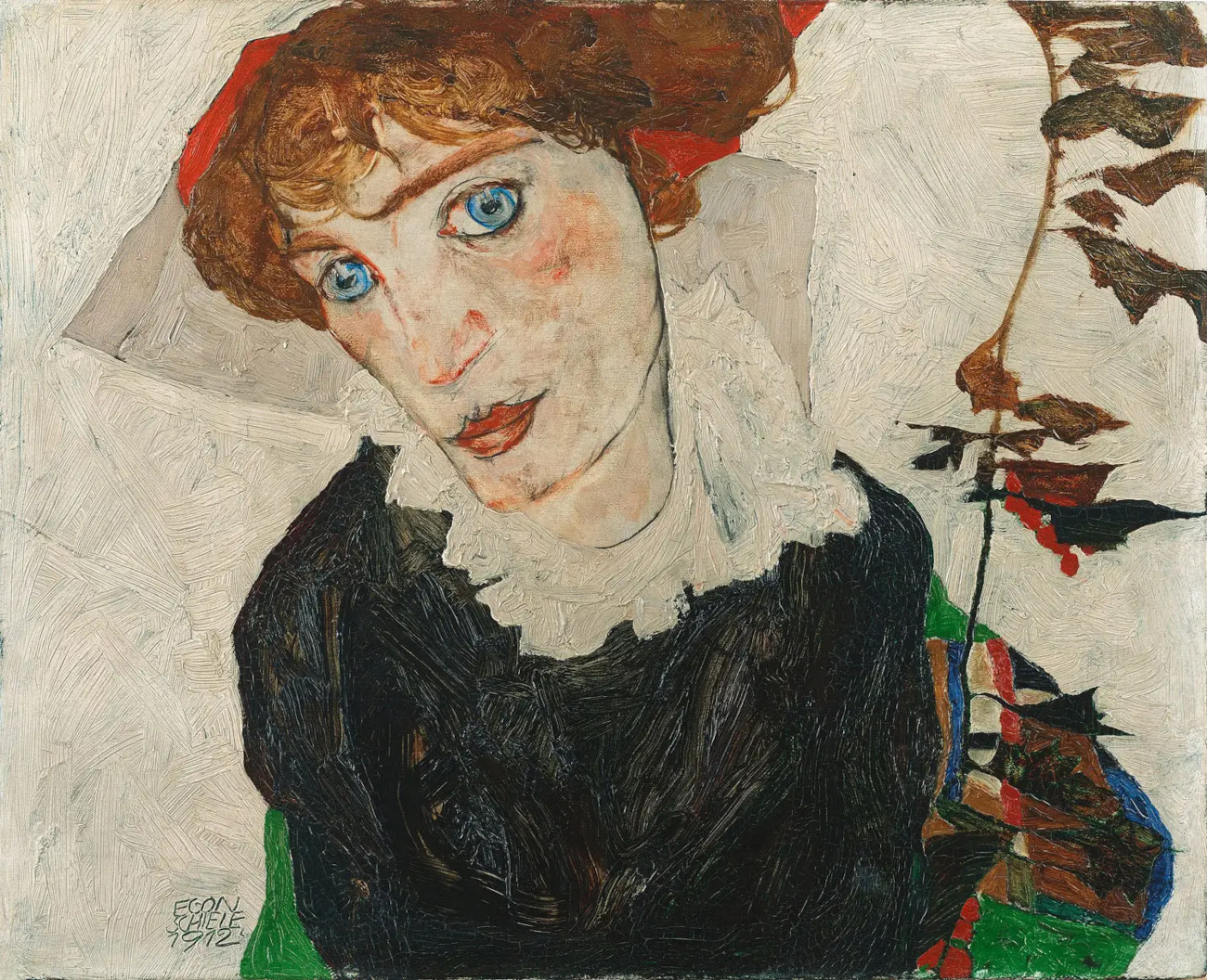 Egon Schiele, Portrait of Wally Neuzil (1912; oil on panel, 32 x 39.8 cm; Vienna, Leopold Museum)
