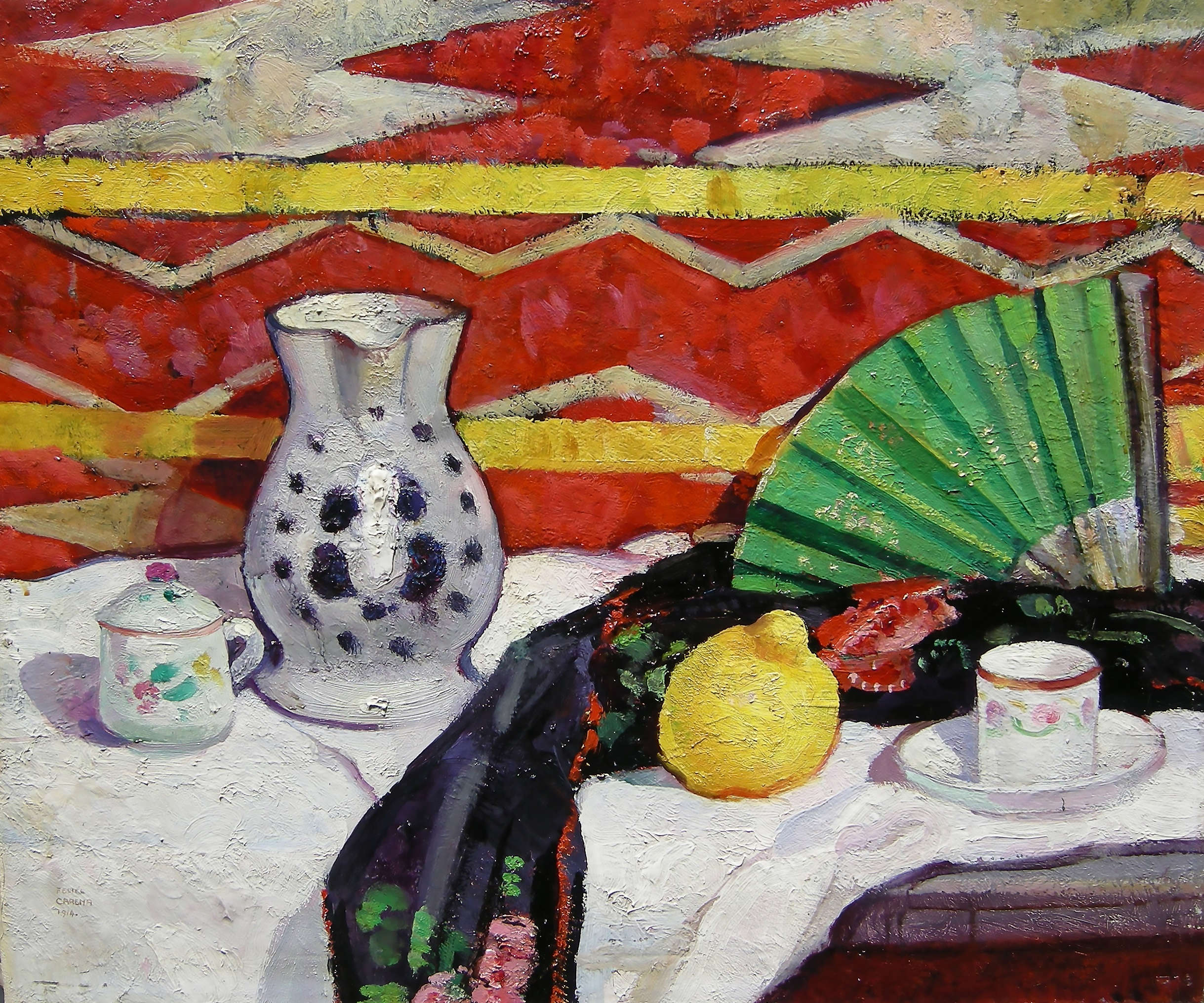 Felice Carena, Green Fan (1914; oil on canvas, 61.50 x 74 cm; Viareggio, Society of Fine Arts)