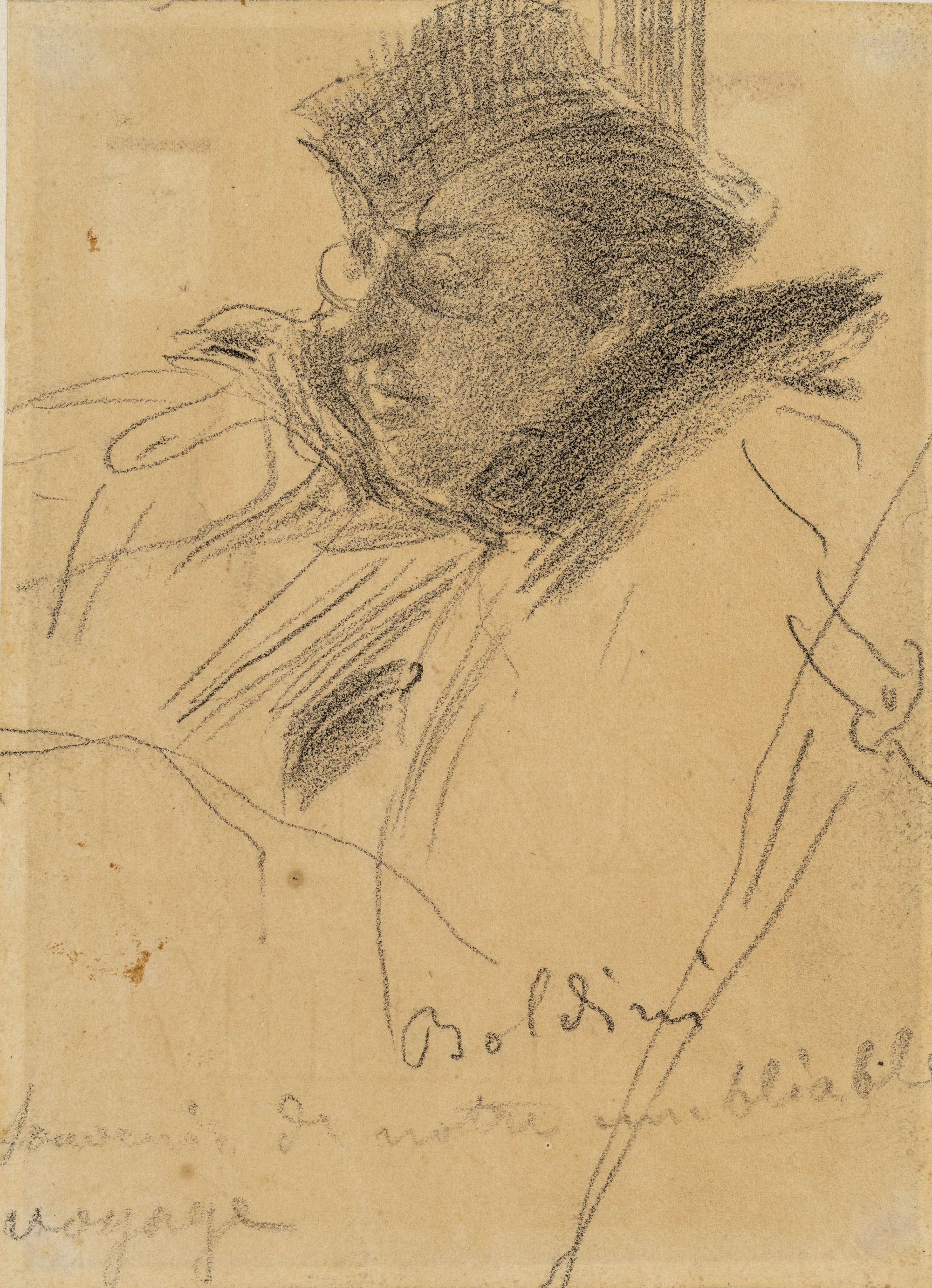Giovanni Boldini, Portrait of Oscar Wilde (pencil, 146 x 106 mm)
