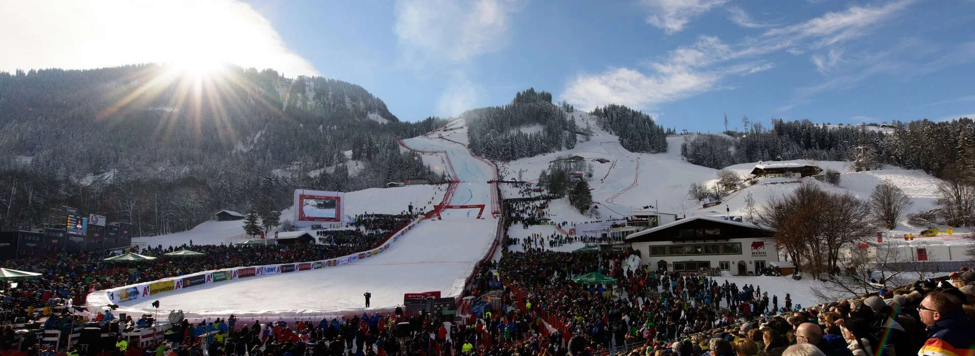 The Hahnenkahm and the final part of the Streif. Photo: Kitzbühel Tourism