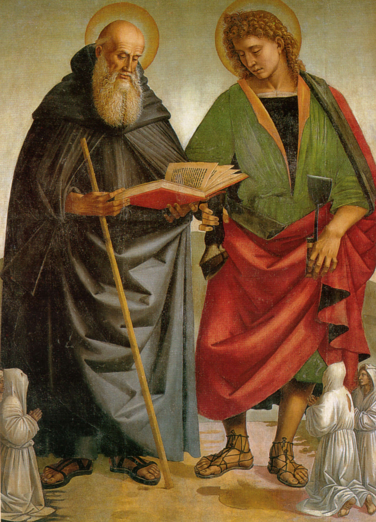 Luca Signorelli, Stendardo della Crocifissione, verso (c. 1502-1505; temple sobre lienzo, 212 x 157 cm; Sansepolcro, iglesia de Sant'Antonio Abate)