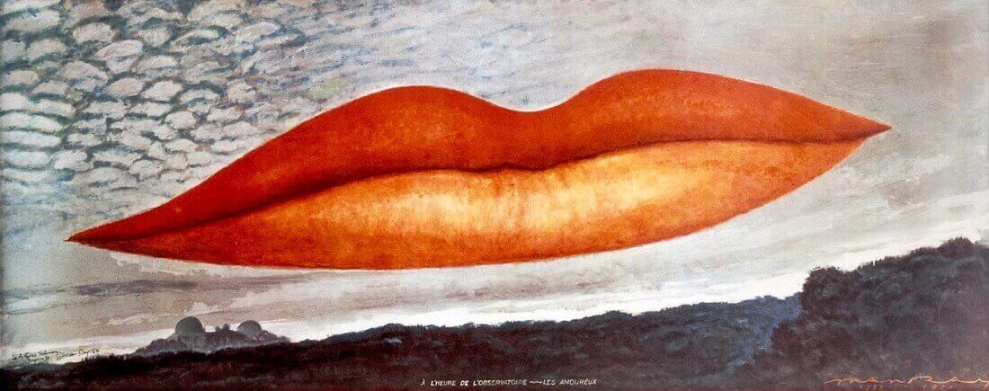 Man Ray, At the Observatory Hour-The Lovers (1936; oil on canvas, 100 x 250.4 cm; Private collection) Man Ray, At the Observatory Hour-The Lovers (1936; oil on canvas, 100 x 250.4 cm; Private collection)