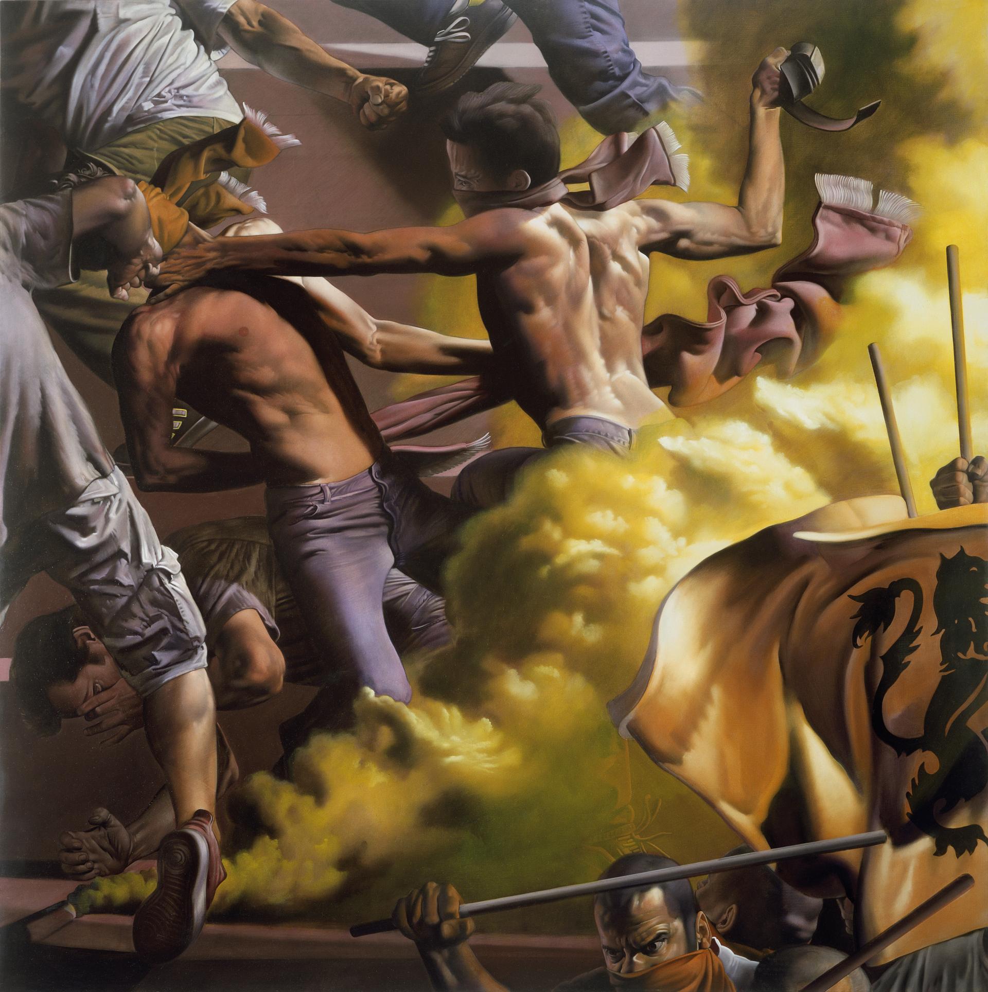 Nicola Verlato, Hooligans 2 (2002; oil on canvas, 200x200 cm) Nicola Verlato, Hooligans 2 (2002; oil on canvas, 200x200 cm)