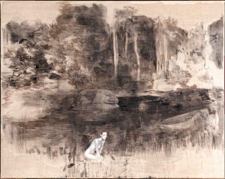 Sawangwongse Yawnghwe, The loneliness of the model ignored by the artist (2010; pigment on canvas, 79.5 × 99.5 cm) Sawangwongse Yawnghwe, The loneliness of the model ignored by the artist (2010; pigment on canvas, 79.5 × 99.5 cm)