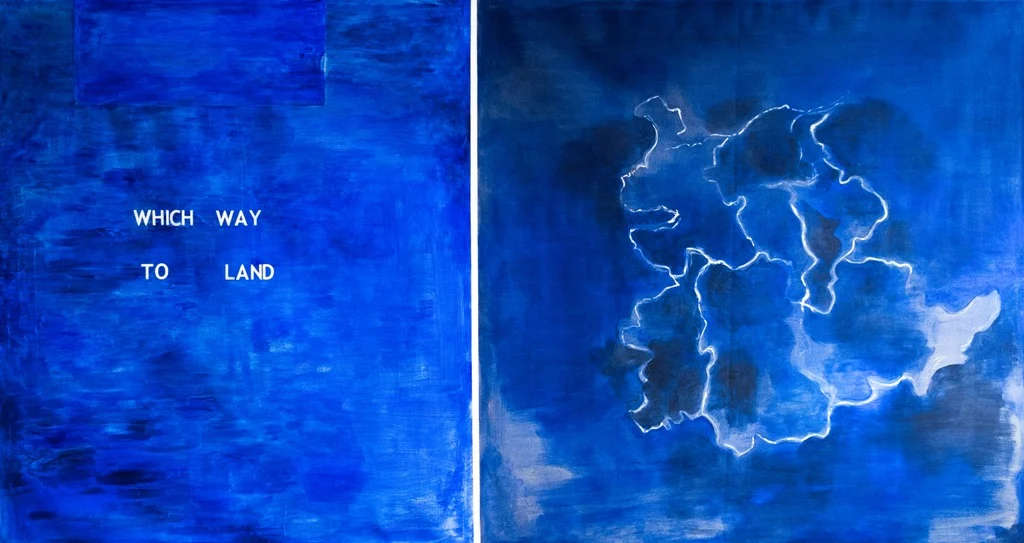 Sawangwongse Yawnghwe, Which way to land? An open question about the fate of Burma (2023; acrylic on canvas, 206 × 389 cm) Sawangwongse Yawnghwe, Which way to land? An open question about the fate of Burma (2023; acrylic on canvas, 206 × 389 cm)