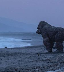 Un... gorilla al sole sulle spiagge dell'Argentario. &Egrave; l'opera di Davide Rivalta per Hypermaremma
