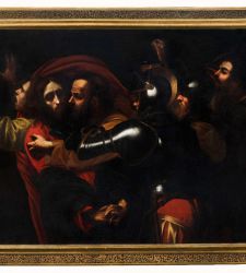 The Taking of Christ from the Ruffo collection, an invention of Caravaggio, is on display in Naples 