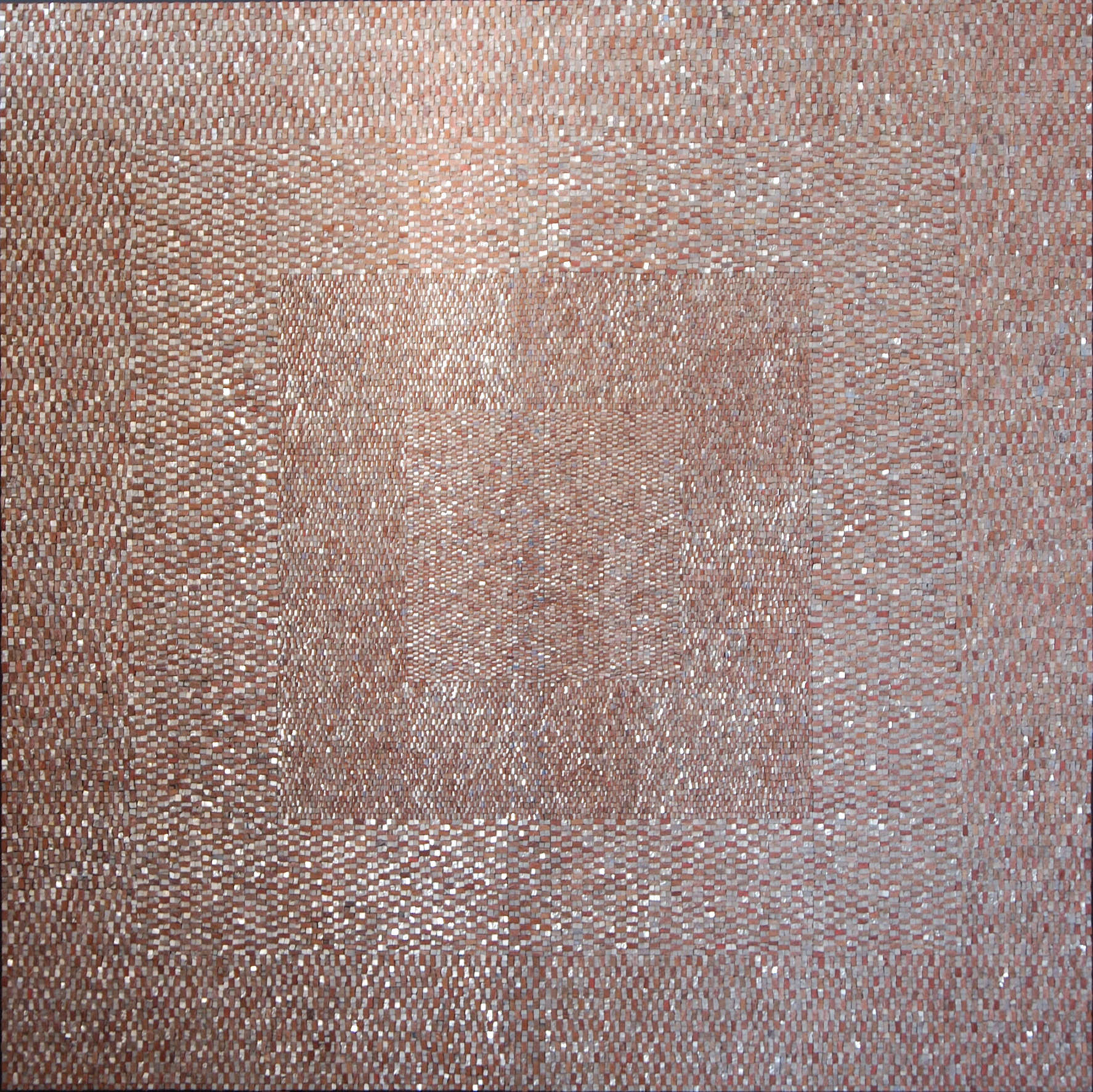 Giulio Candussio, Dialogo tra platino e travertino rosso (2002; mosaico, 200 x 200 cm)