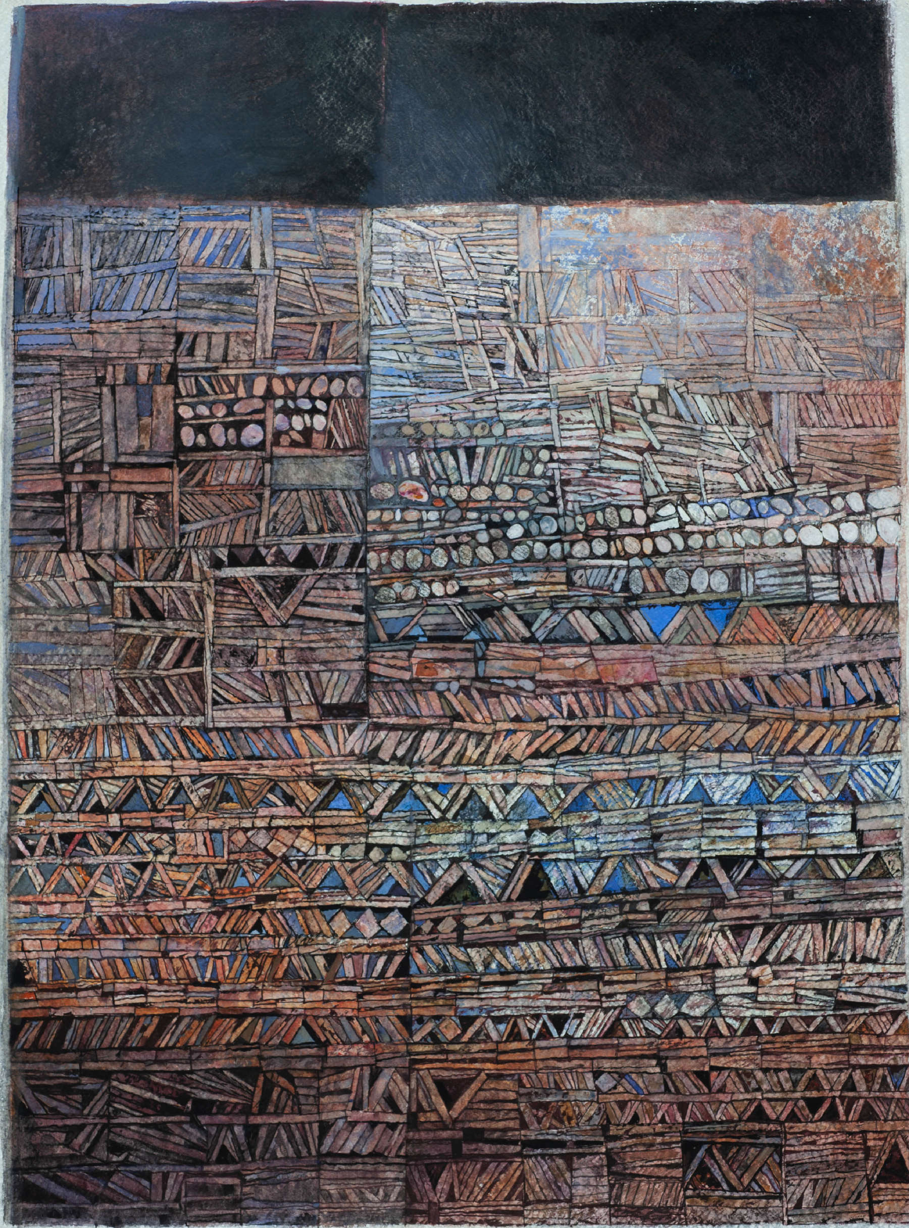 Giulio Candussio, Memoria di un muro friulano (2004; tempera grassa su carta, 76 x 58 cm)