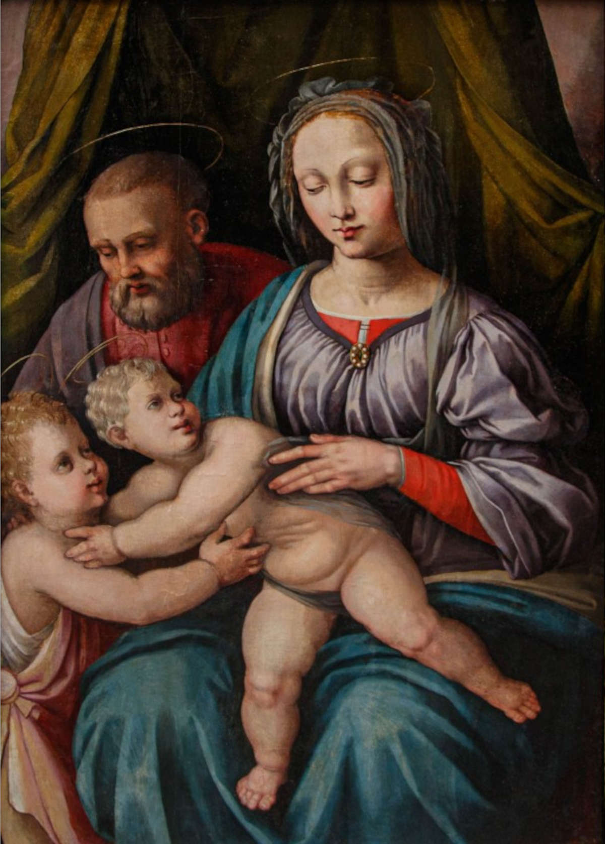 Bastiano da Sangallo called Aristotile, Holy Family with St. John the Baptist (oil on panel, 70 x 101 cm)