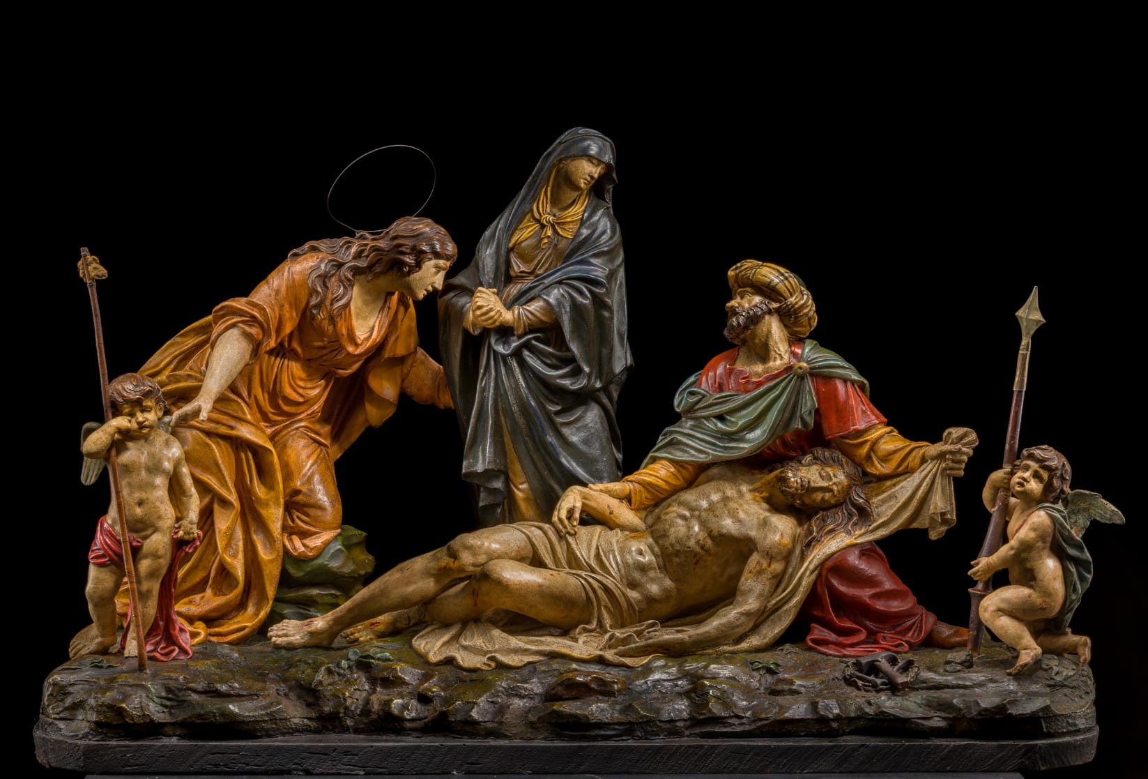 Giacomo De Maria, Lamentation over the Dead Christ (1890s; polychrome terracotta, 65 x 100 x 55 cm)