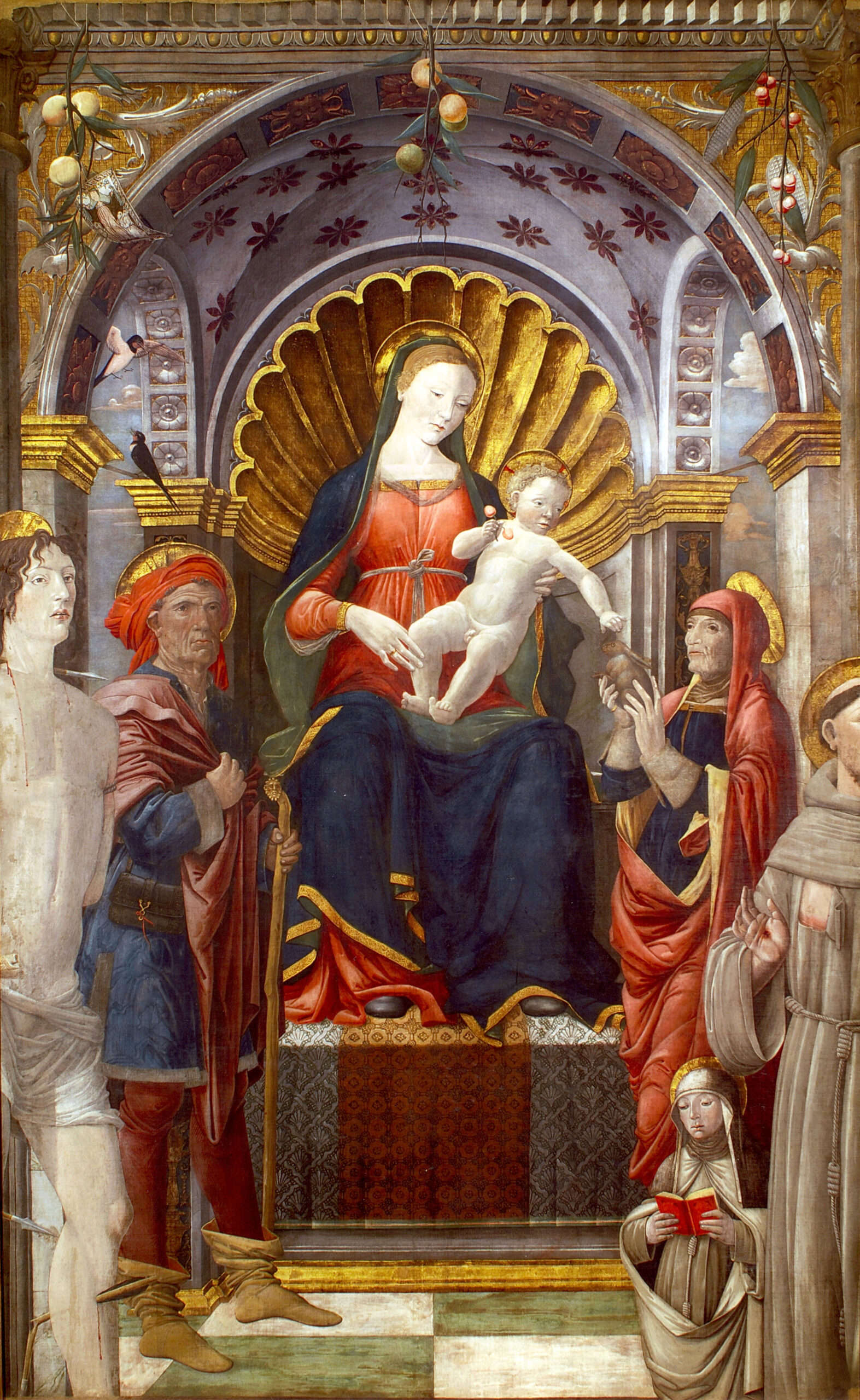Giovanni Antonio Bazzi, Madonna and Child with Saints known as the Tacoli Altarpiece (c. 1490; tempera on canvas, 224 x 138 cm)