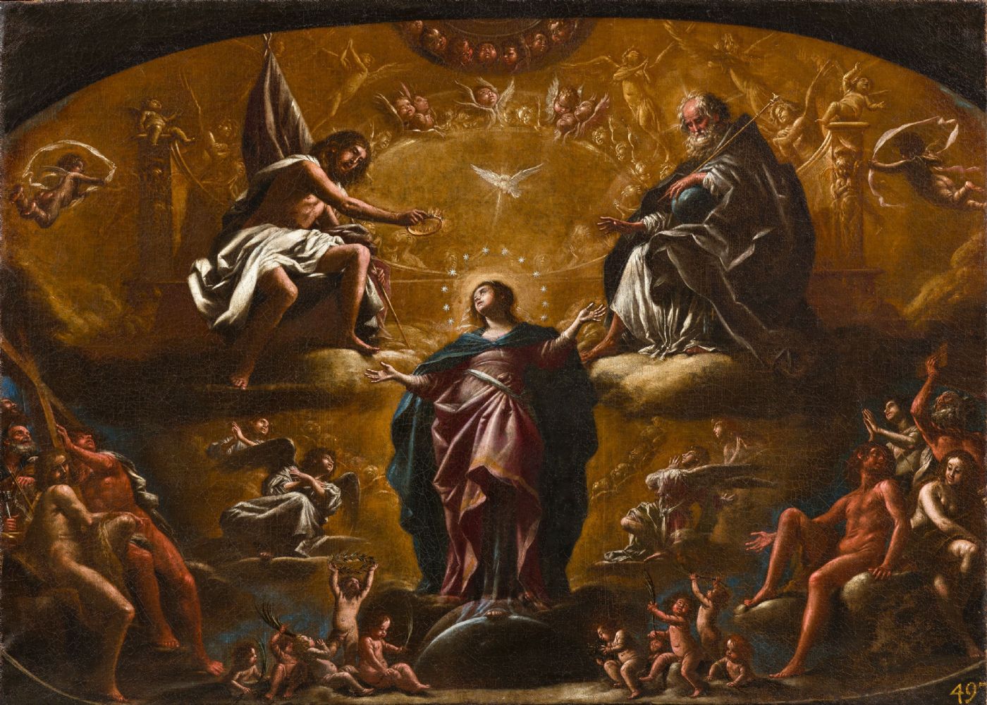 Giovanni Baglione, The Trinity crowns the Virgin in the presence of angels, saints and figures from limbo (oil on canvas, 95 x 135 cm)