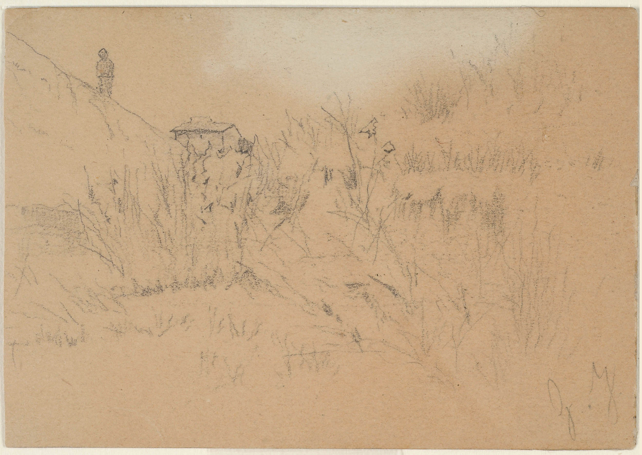 Giovanni Fattori, Landscape with Rural House (ca. 1875-1880; graphite drawing, 69 &times; 97 mm; Rome, Central Institute for Graphics, inv. D-FN3980)