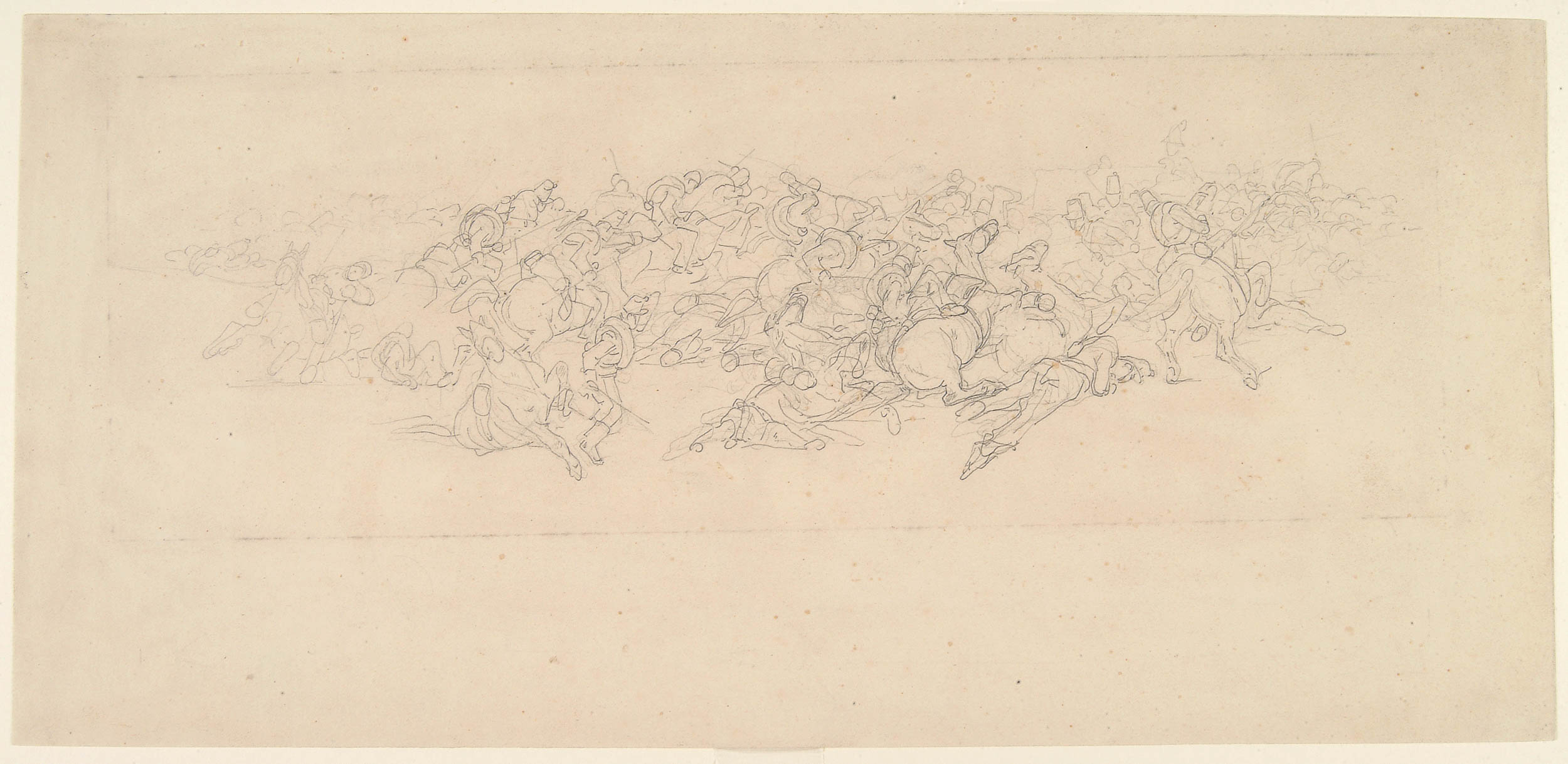 Giovanni Fattori, Study for a Cavalry Charge (ca. 1875; graphite drawing, 205 &times; 434 mm; Rome, Central Institute for Graphics, inv. D-FN748)