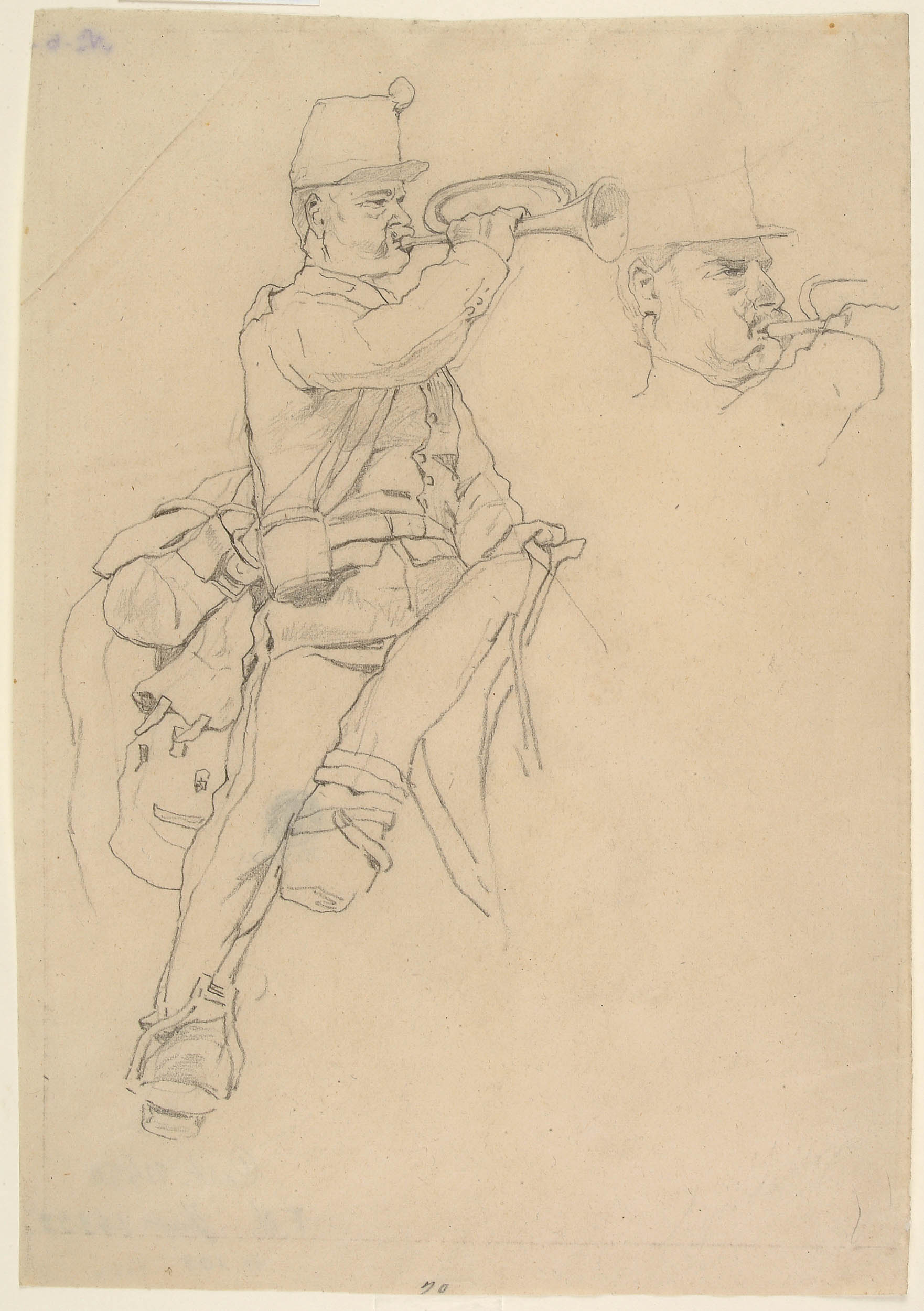 Giovanni Fattori, Study for the Trumpeter (ca. 1875; graphite drawing, 300 &times; 210 mm; Rome, Central Institute for Graphics, inv. D-FN316)