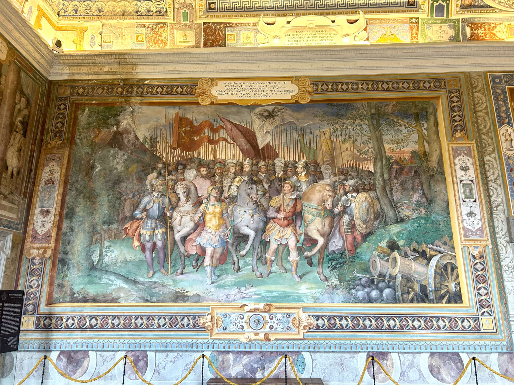 El fresco de la sala de los Fasti Farnesio que representa la Guerra Luterana