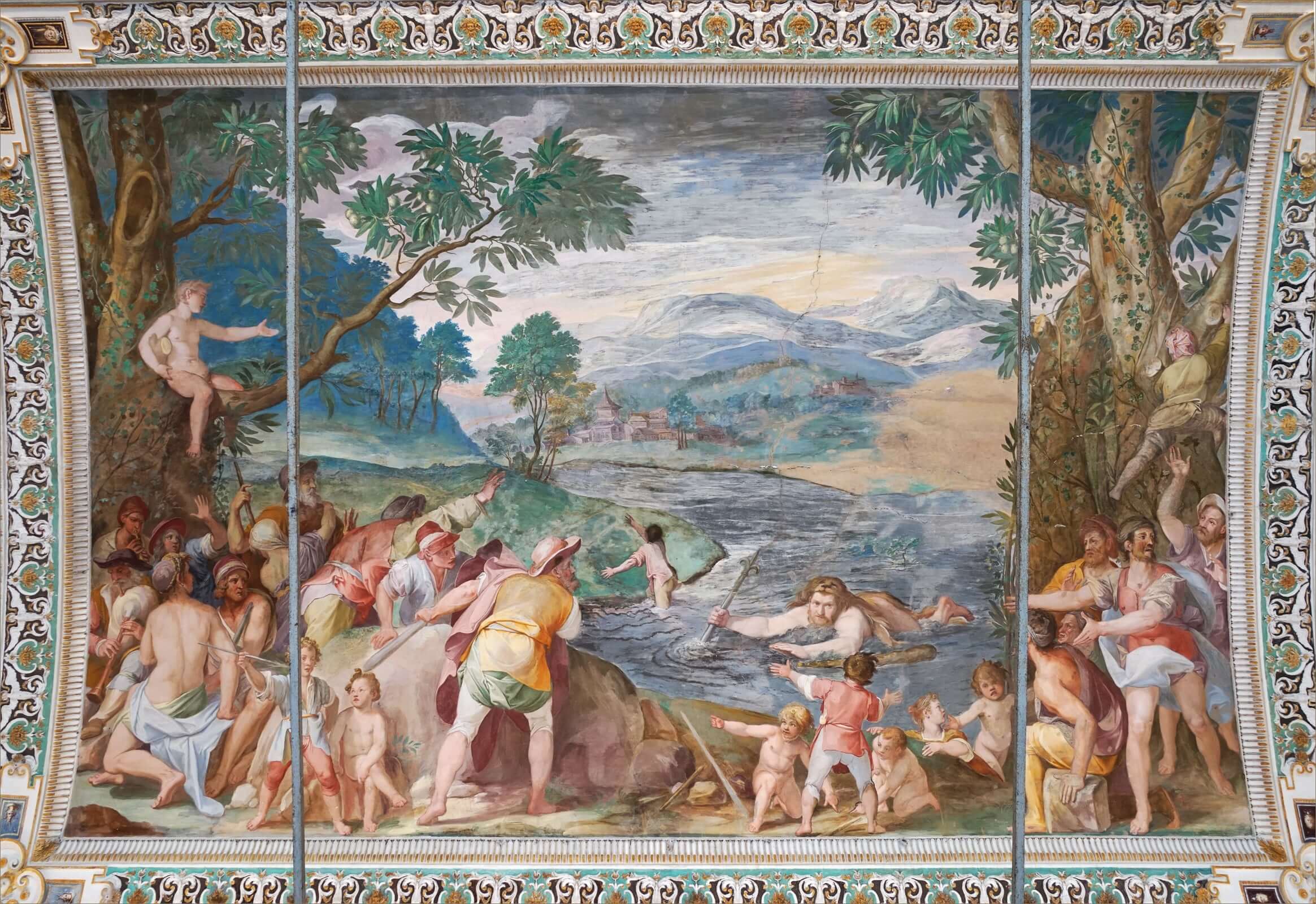 El fresco que representa a Hércules tumbado en las aguas del lago Vico