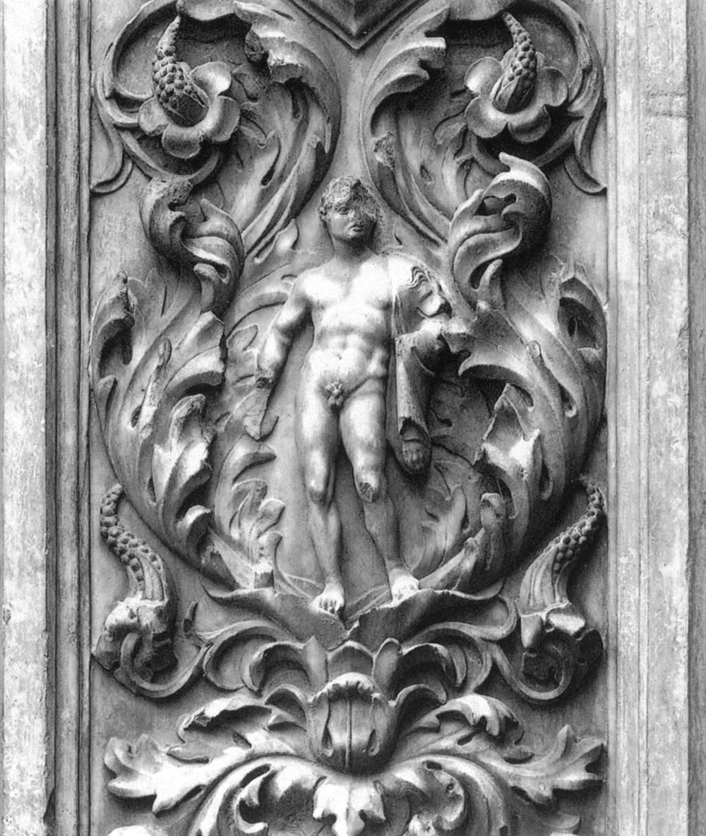 Unknown artist, Hercules (1391-1423; marble; Florence, Duomo, Porta della Mandorla)