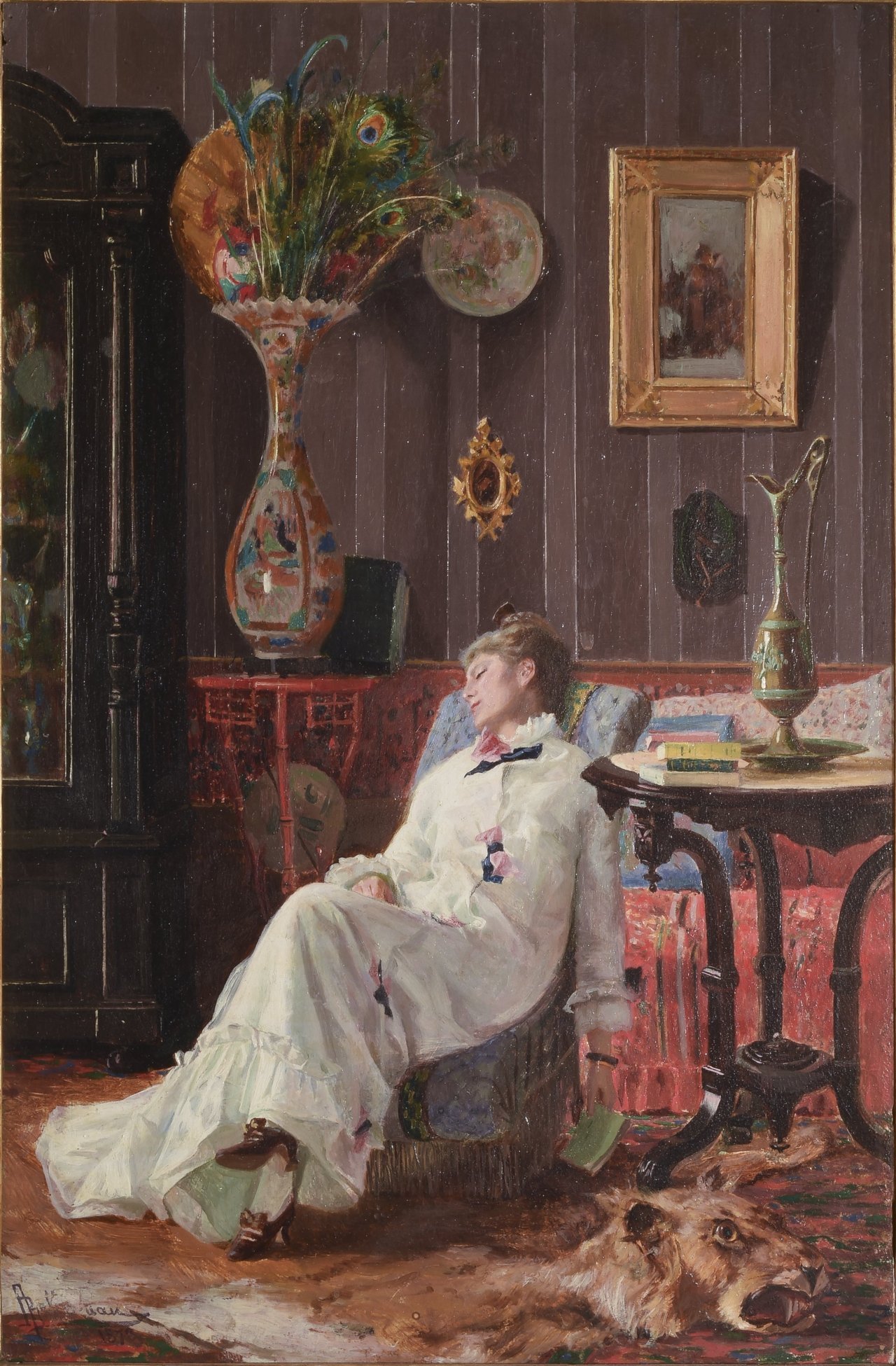 Adolfo Belimbau, Momento de reposo (óleo sobre lienzo, 34,6 x 22,3 cm; Florencia, Galerías Uffizi, Galleria d'Arte Moderna di Palazzo Pitti)