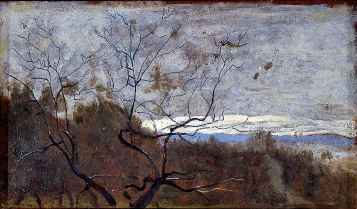 Telemaco Signorini, Settignano (Impresión del campo) (1880-1885; óleo sobre cartón, 13 x 22 cm; Florencia, Galerías Uffizi, Galleria d'Arte Moderna di Palazzo Pitti)