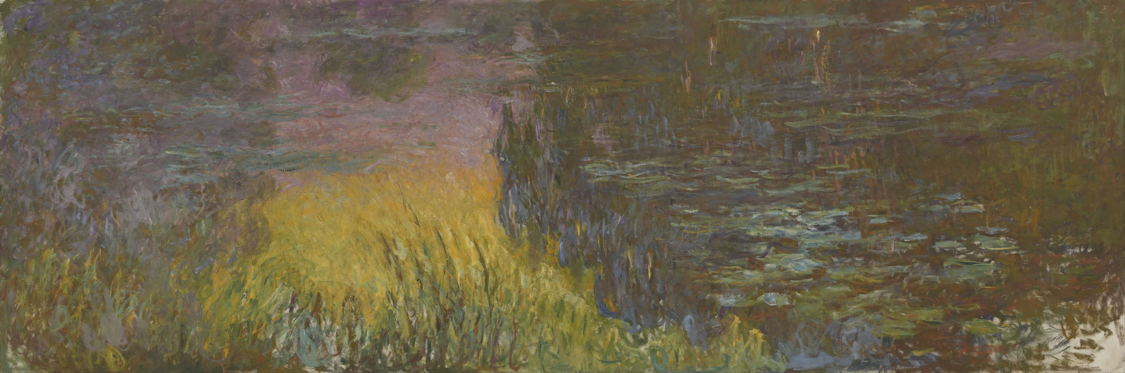 Claude Monet, The Water Lilies, Setting Sun (1914-1926; oil on canvas, 200 x 600 cm; Paris, Musée de l'Orangerie)