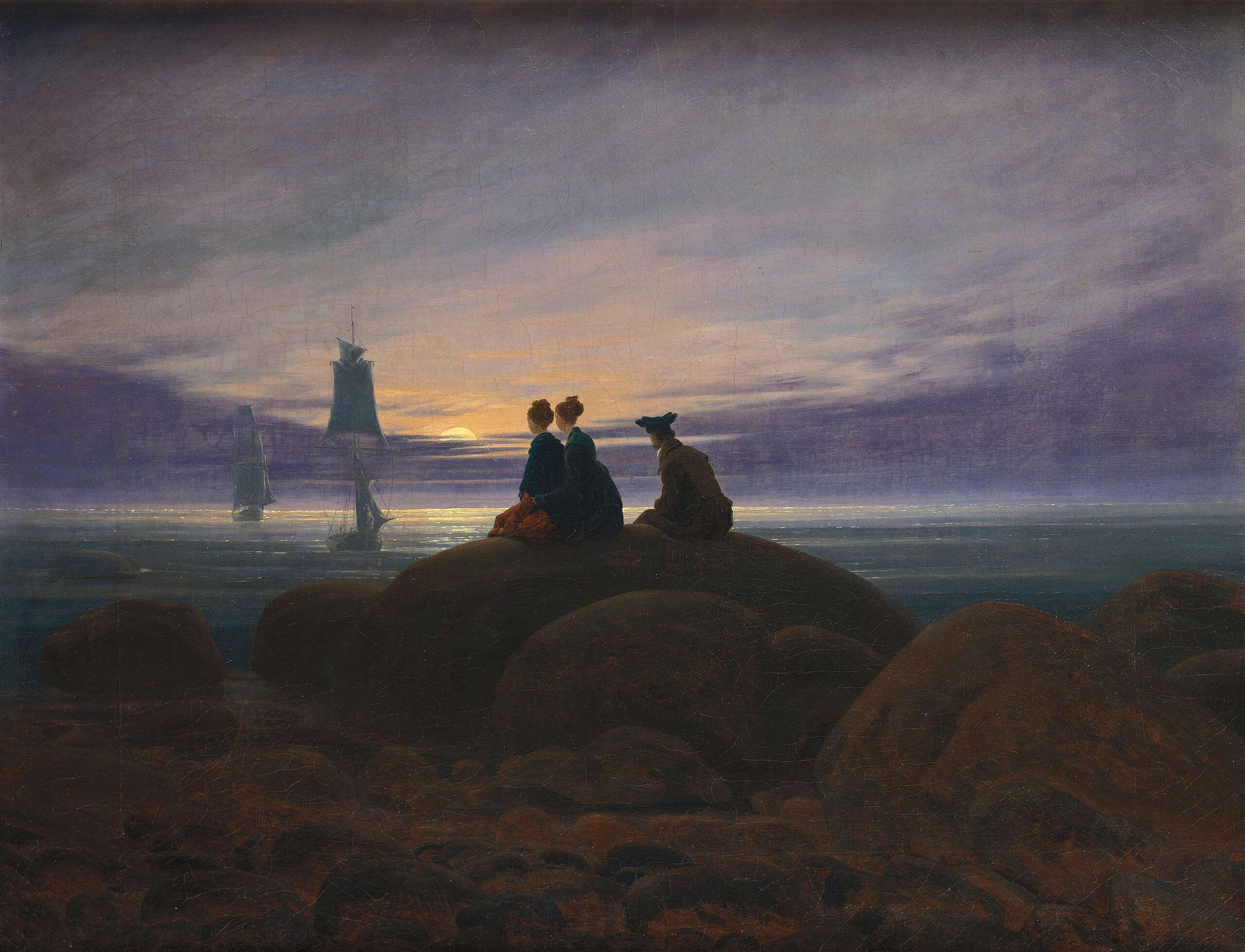 Caspar David Friedrich, Mond über dem Meer (1822; Öl auf Leinwand, 55 x 71 cm; Berlin, Alte Nationalgalerie)